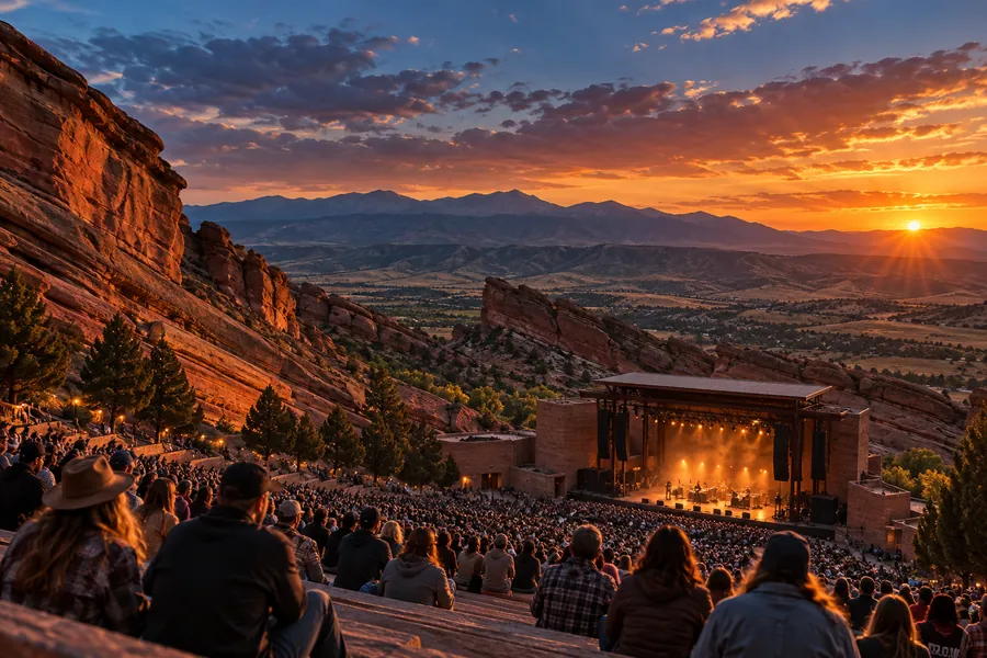 Illustrative open-air concert among Colorado red rock formations